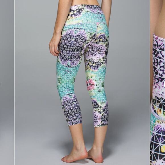 Lululemon Rare Wunder Under Crop II *Full-On Luon (Roll Down) in Paradise Grid 4 - Picture 2 of 11